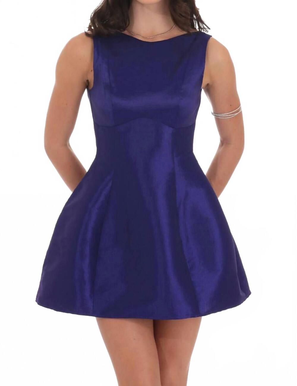 NEW LUCY IN THE SKY high neck open back flare dress in purple
